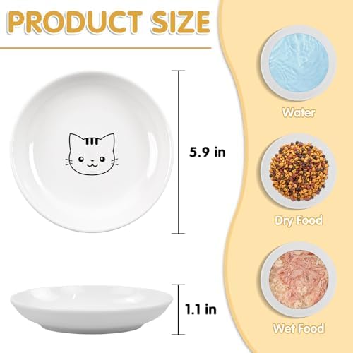6 Pack Cat Food Bowl, Ceramic Cat Bowls, Anti Whisker Fatigue Cats Bowl Set - Image 2