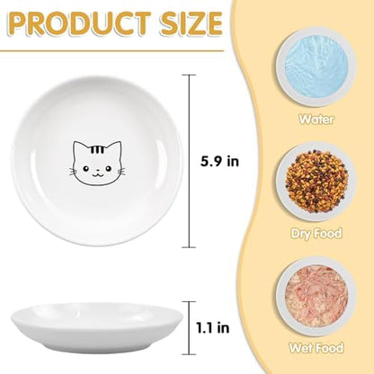 6 Pack Cat Food Bowl, Ceramic Cat Bowls, Anti Whisker Fatigue Cats Bowl Set - Image 2