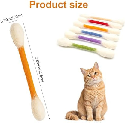 6 PCS Swabs Cat Toys with Catnip, Multi-Color Cotton Swabs Toys for Cat, Oversize Kitten Teething Chew Toy Dental Cleaning Cat Toy - Image 2