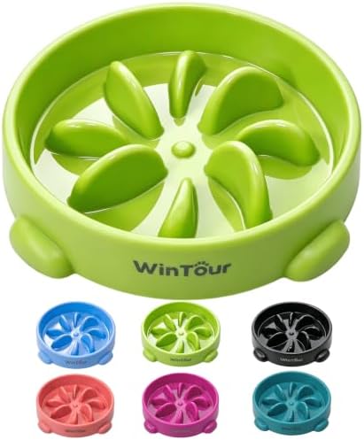 WinTour Slow Feeder Dog Bowls for Small Medium Pets, Round PP Dish, 1 Pack by WinTourDogToys