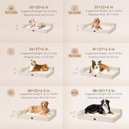 EHEYCIGA XL Dog Bed Memory Foam for Crate, Extra Large Dog Bed Orthopedic with Washable Removable Cover, Waterproof Pet Sofa Couch XLarge Size Dogs, 41x27x6.5, Beige - Image 2