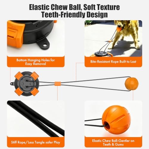 Suction Cup Dog Tug of War Toy for Aggressive Chewers, Interactive Self Play Chew, Puppy Teething Enrichment Puzzle for Mental Stimulation, Dogs Indoor Outdoor (Yellow) - Image 5