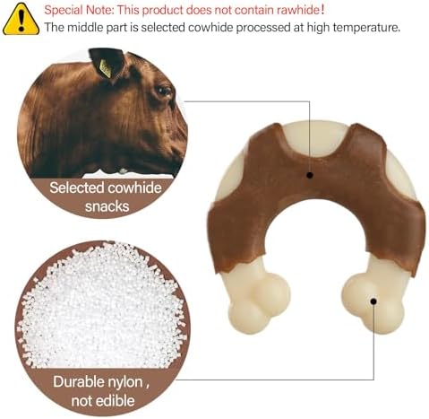 Durable Nylon Dog Bones, 2 Pack Dog Toys for Aggressive Chewers, Beef-Flavored U-Shaped Bone Chew Toys for Largel/Medium/Small Dogs, Teething and Boredom Relief - Image 2