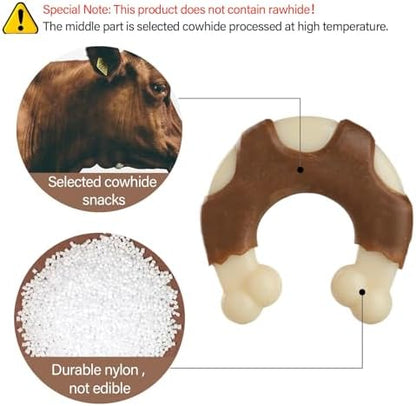 Durable Nylon Dog Bones, 2 Pack Dog Toys for Aggressive Chewers, Beef-Flavored U-Shaped Bone Chew Toys for Largel/Medium/Small Dogs, Teething and Boredom Relief - Image 2
