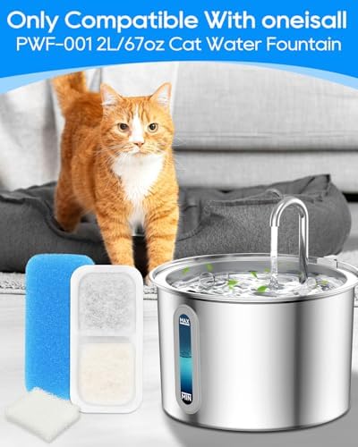 Cat Water Fountain Filter Compatible with oneisall PWF-001 2L/67oz, Cat Fountain Filters Replacement Fit for oneisall, Multilayer Filters System 8+8+8 Pack - Image 2