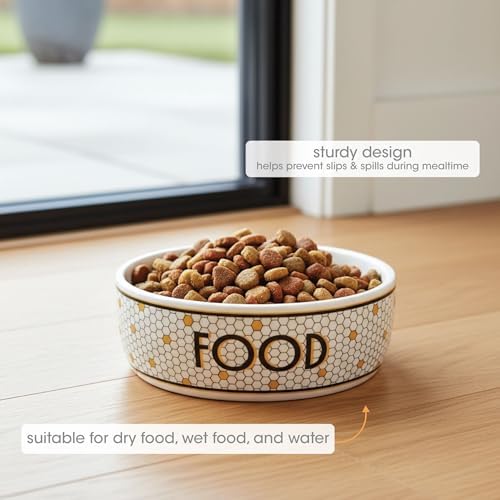 Pearhead Ceramic Dog Bowl, Small/Medium 2.25 Cups/ 18 oz, Bistro Tile - Image 2
