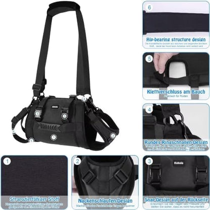 Dog Carry Sling, Emergency Backpack Pet Legs Support & Rehabilitation Lift Harness for Large Dogs Joint Injuries, Arthritis, Up and Down Stairs (Black, L) - Image 3