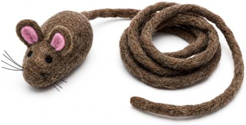 Glaciart One Felt Mouse Cat Toy – Soft Fuzzy Enrichment 100% Natural Wool - Interactive Catnip Play Cat Toy Set - Safe for Pets, Non-AZO Colored Dyes - 100” Long by GlaciartOne