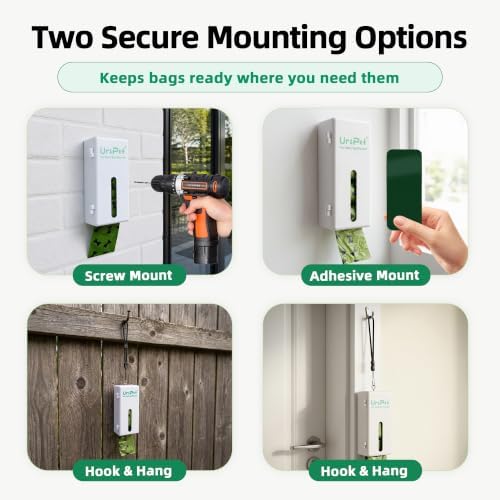 URSPET Dog Poop Bag Dispenser with 4 Rolls, Wall Mount Pet Waste Holder - Image 2