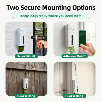 URSPET Dog Poop Bag Dispenser with 4 Rolls, Wall Mount Pet Waste Holder - Image 2