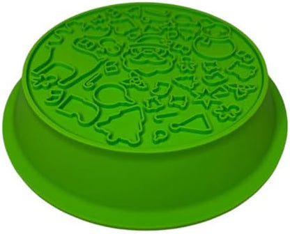 Snowman/Christmas 2-in-1 Silicone Slow Feeder & Licking Mat - BPA Free, Dishwasher Safe, 500ml Capacity, Perfect for Dogs & Cats (Christmas Green)