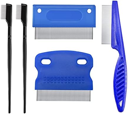 5 Pieces Grooming Combs - Tear Stain Remover for Pets, Lice and Flea Remover, Dandruff and Mucus Removal for Small Dogs and Cats by Jihugu