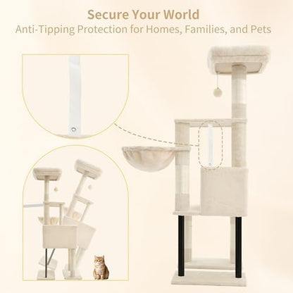 Heybly Cat Tree with Toy, 49.2 inch Cat Tower for Indoor Cats HCT200SM - Image 6