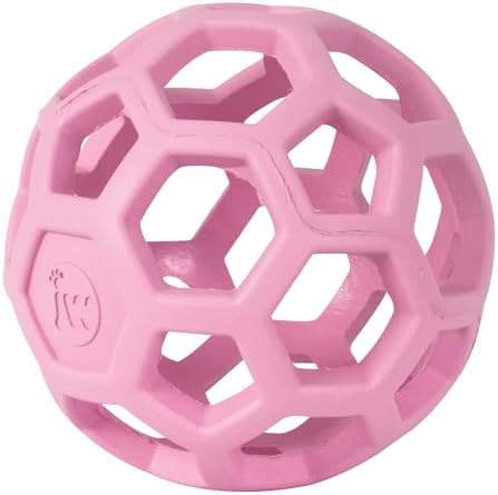 JW Pet HOL-ee Roller Dog Puzzle Ball, Small 3in, Natural Rubber, Pink - Image 2
