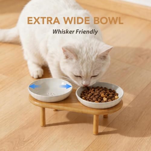 Havniva Elevated Cat Bowls, Ceramic Cat Bowl with Bamboo Stand Wide Opening - Image 6