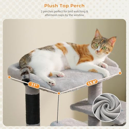 PETEPELA Kitten Cat Tree, 34.6" Small Cat Tower with Ramp & Toys, Black - Image 6
