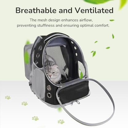 Cat Backpack Carrier for Large Cats, Expandable Cat Bubble Backpack, Dog Carriers for Small Medium Dogs, Airline Approved Pet Carrier for Travel Hiking Outdoor(Black) - Image 3