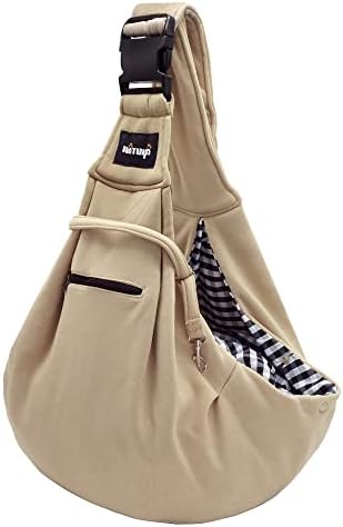 NATUYA Small Dog Carrier Sling Cat Sling,Adjustable Strap Hand Free Pet Puppy for Outdoor Traveling Subway (Apricot) by NATUYA