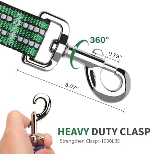 Hikiko 6FT Dog Leash with 2 Padded Handles Reflective,Green - Image 3