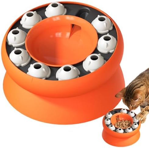 Cat Puzzle Feeder Slow Food Bowl–Interactive Slow Feeder Toys for Indoor Cats, Treat Dispensing Toy to Control Eating, Prevent Overeating & Enrichment Feeding by Peomliee