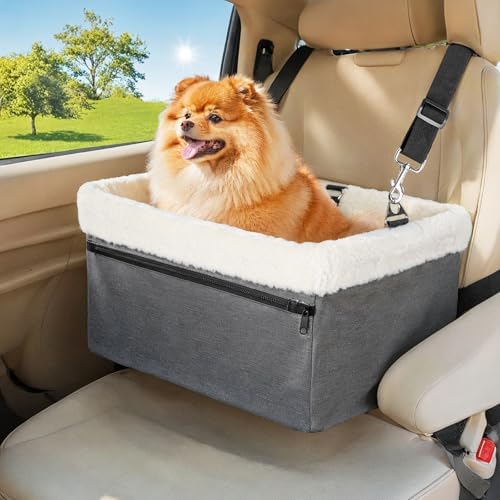 Dog Car Booster Seat for Small Dogs & Cats, Raised with Metal Frame by UNICITII