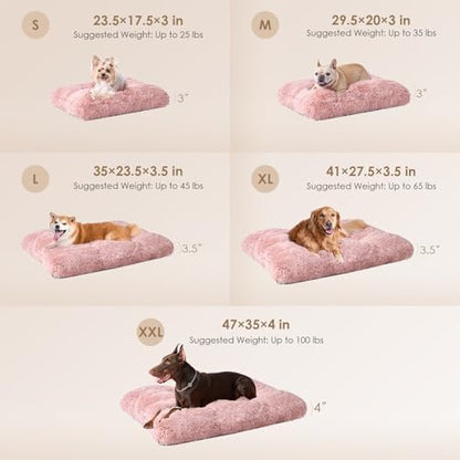 EHEYCIGA Fluffy Dog Crate Bed for Medium Dogs, Plush Crate Pad, Pink - Image 2