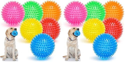 VITEVER 3.5” Squeaky Dog Toy Balls (6 Colors) Puppy Chew Toys for Teething, BPA Free Non-Toxic, Spikey Dog Balls for Medium, Large & Small Dogs, Durable Toys for Aggressive Chewers (Pack of 2) by VITEVER