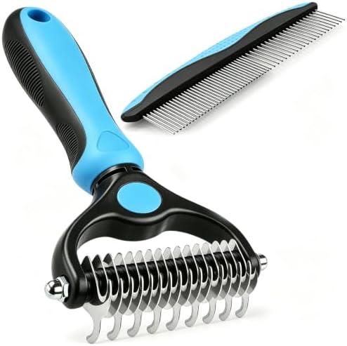 Pet Grooming Tool Set,Deshedding Brush & Metal Comb for Cats & Dogs by Unknown