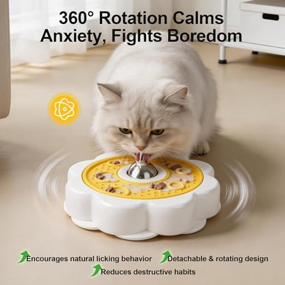 Rotating Dog Lick Mat with Stainless Steel Licking Ball, Slow Feeder Enrichment Toy for Dogs & Cats, Suction Cup Non-Slip Licking Bowl for Liquid Food, Reduces Boredom & Anxiety - Image 3