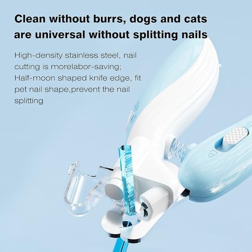 Dog & Cat Nail Clippers with LED Light, Illuminates Nails Helps See Quick, Pet Nail Trimmer with Sharp Stainless Steel Blades, Nail Catcher, Safety Lock for Dogs, Cats, Rabbits, Guinea Pigs (Blue) - Image 4