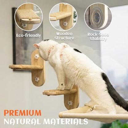 PETKARAY Large Cat Window Shelf, Upgraded Window Stairs for Indoor Cats, Sturdy Wooden Steps with Sisal Surface, Easy Access to Perch & Windowsill, 2 Packs - Image 5