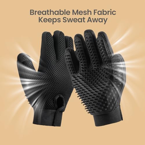 Pet Hair Removal Glove with 255 Silicone Tips for Dogs & Cats, Right Black - Image 6
