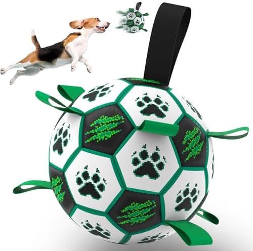 Diman Dog Balls, 6 Inch Balls for Dogs, Dog Soccer Ball with Straps, Green by KeepYourDogsHappy