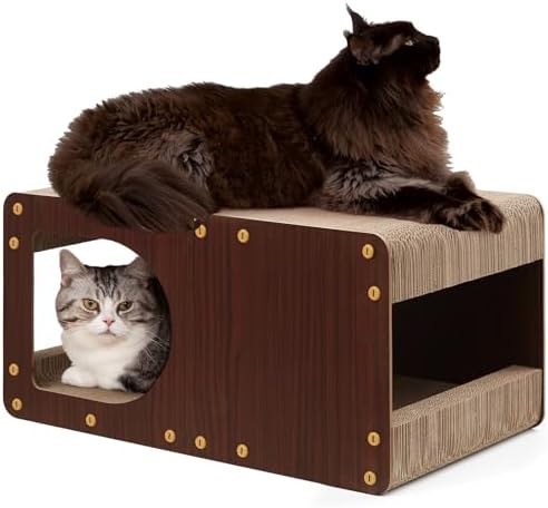 EHEYCIGA Cardboard Cat Scratcher House, 23-Inch Cat Scratch pad, Dark Brown by EHEYCIGA