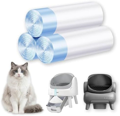 Cat Litter Bags 60 Count,26.37"x15.74" Drawstring Closure Litter Box Liners for Automatic Litter Box,Heavy Duty Cat Poop Bags,Thick Tear-Resistant Waste Bags for Self-Cleaning Box Replacement by LoopTime