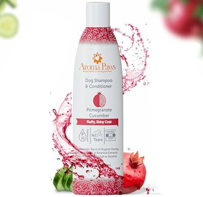 Dog Shampoo and Conditioner - Aromatic Tearless Shampoo for Cleansing, Grooming, and Conditioning - Moisturizing Anti Itch Shampoo for Dogs and Puppies - Pomegranate Cucumber 13.5 oz by AromaPaws