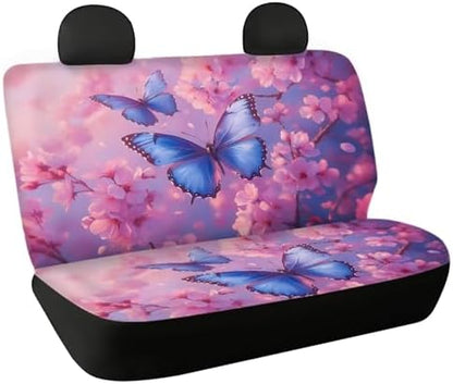 AFPANQZ Blue Butterfly Back Seat Cover Non-Slip Interior Protective Cover Non Slip Car Rear Seats Dog Seat Covers Durable Scratch-Proof Protector for Pet Fur and Mud by AFPANQZ