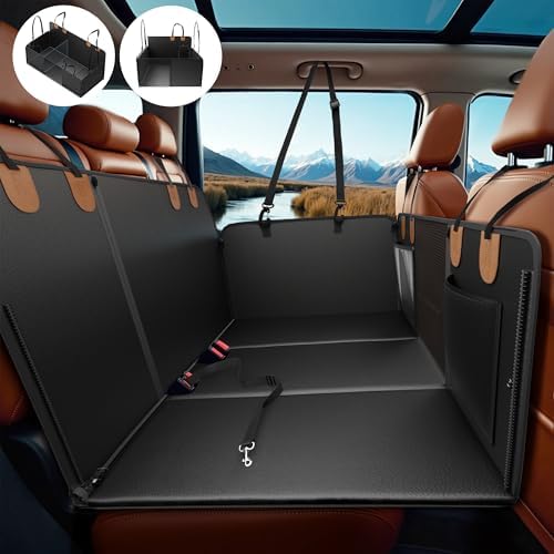 Dog Car Seat Cover, Waterproof Backseat Extender with Hard Bottom & Storage Pocket, 3 or 2 Seats Available, Dog Car Hammock Backseat Protector for Cars, SUV, Truck - Holds 400lbs - Image 2