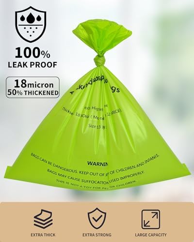 Dog Poop Bags with Dispenser & Holder, Guaranteed Leak Proof, Unscented Extra Thick Heavy Duty Tear-resistant 18-Micron Waste Bag Refill Rolls (Green (105-Bags, 1-Dispenser)) - Image 2