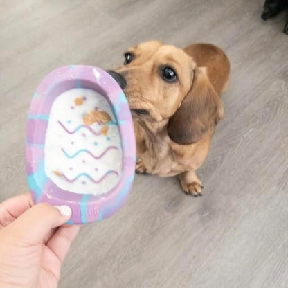 CHEWFFON Easter Dog & Cat Lick Mat Bowls, BPA-Free Silicone Slow Feeder Bowl with Suction Cups, Non Slip Pet Food Bowl Reduces Boredom and Anxiety, Dishwasher Safe, Rainbow Small