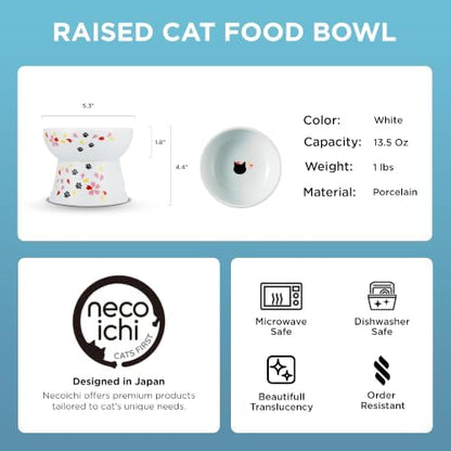 Necoichi Ceramic Elevated Cat Food Bowl (Sakura, Large Flat) - Image 2
