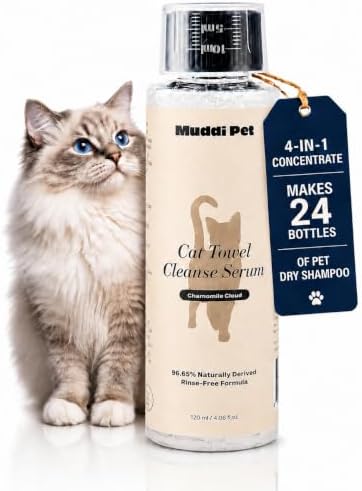4-in-1 Waterless Cat Shampoo and Conditioner Concentrate, Makes 24 Bottles of Dry Shampoo for Cats – Cleanses, Conditions, Moisturizes & Deodorizes, 98%+ Naturally Derived Concentrate - Rinse-Free by Home