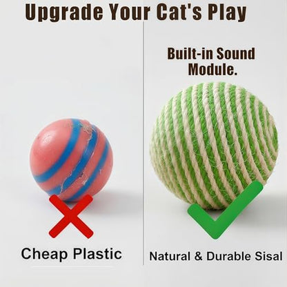 4-Inch Sisal Cat Toy Balls, Cat Toys for Indoor Cats, With Crinkle Sound - Image 3