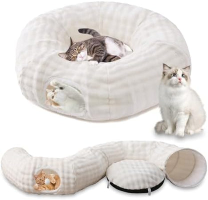 Bubble Round Cat Tunnel for Indoor Cats, Cream White by Yaning
