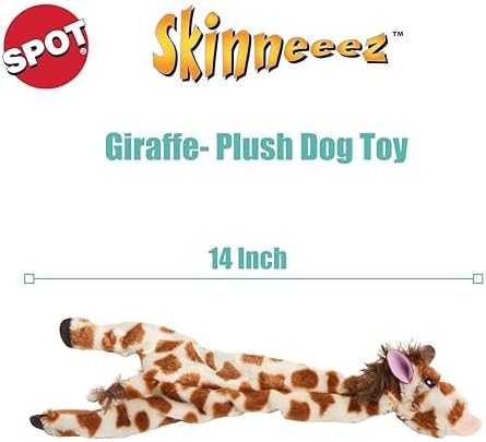 SPOT Skinneeez Giraffe 14 Inch Stuffing-Free Plush Squeaky Dog Toy – Soft Interactive Chew Toy for Small and Medium Dogs – Mess-Free Play for Light & Moderate Chewers - Image 2