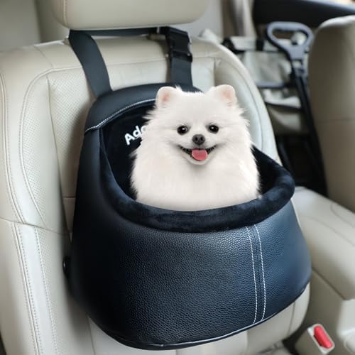 Dog Car Seat for Small Dogs, Luxury PU Leather Dog Booster Seat, Car Seats for Dogs, Can be Used as Pet Carrier Bag by Awonderfulroadtrip