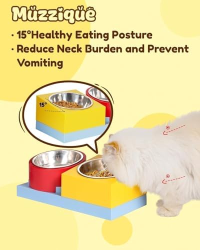 Elevated Cat Bowls, Stainless Steel Puppy Food Bowls, Cute Red Raised Stand - Image 3