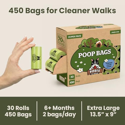 Pogi’s Dog Poop Bags – Leak-Proof & Extra Thick Pet Waste Bags (Fresh Scent, 30 Rolls, 450-Count) - Image 6