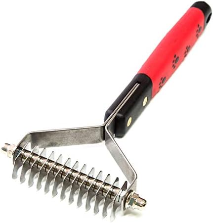 RYAN'S PET SUPPLIES Paw Brothers 13-Blade Coarse Double Wide Dematting Undercoat Rake for Dogs and Cats, Professional Grade, Dog Shedding Brush, Stainless Steel Blades, Rounded Gentle Teeth by ryanspetsupplies