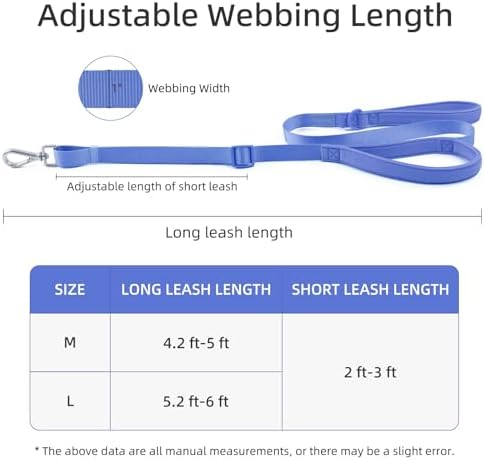 Wisedog Two Handles Dog Leash, Moonlight Blue, M|4.2 ft-5 ft - Image 3